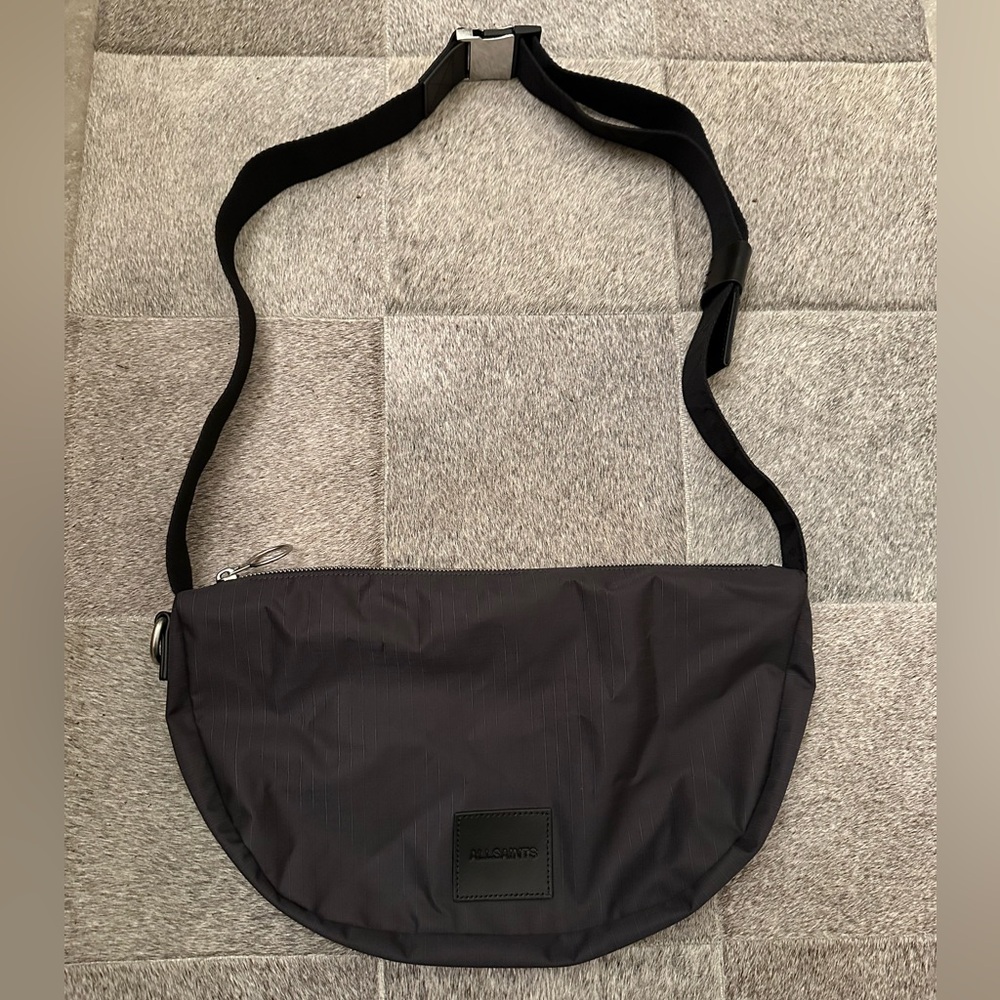 NWOT All Saints Koy Recycled Crossbody Sling Bag in Black